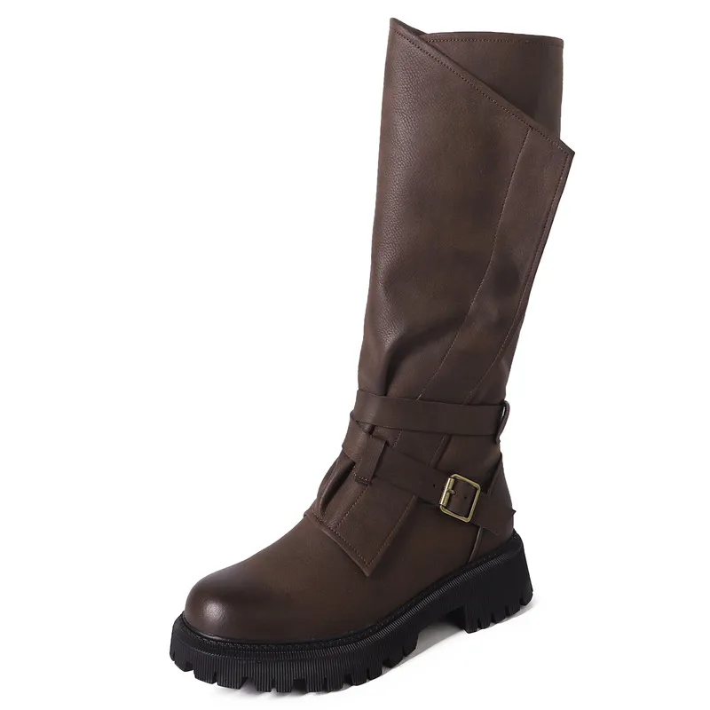 Vintage Genuine Leather Side Zipper Knee-High Boots Autumn Fashion Belt Buckle Sexy Elegant Women Denim Boots Mujer Envío Gratis
Vintage Genuine Leather Side Zipper Knee-High Boots Autumn Fashion Belt Buckle Sexy Elegant Women Denim Boots Mujer Envío Gratis