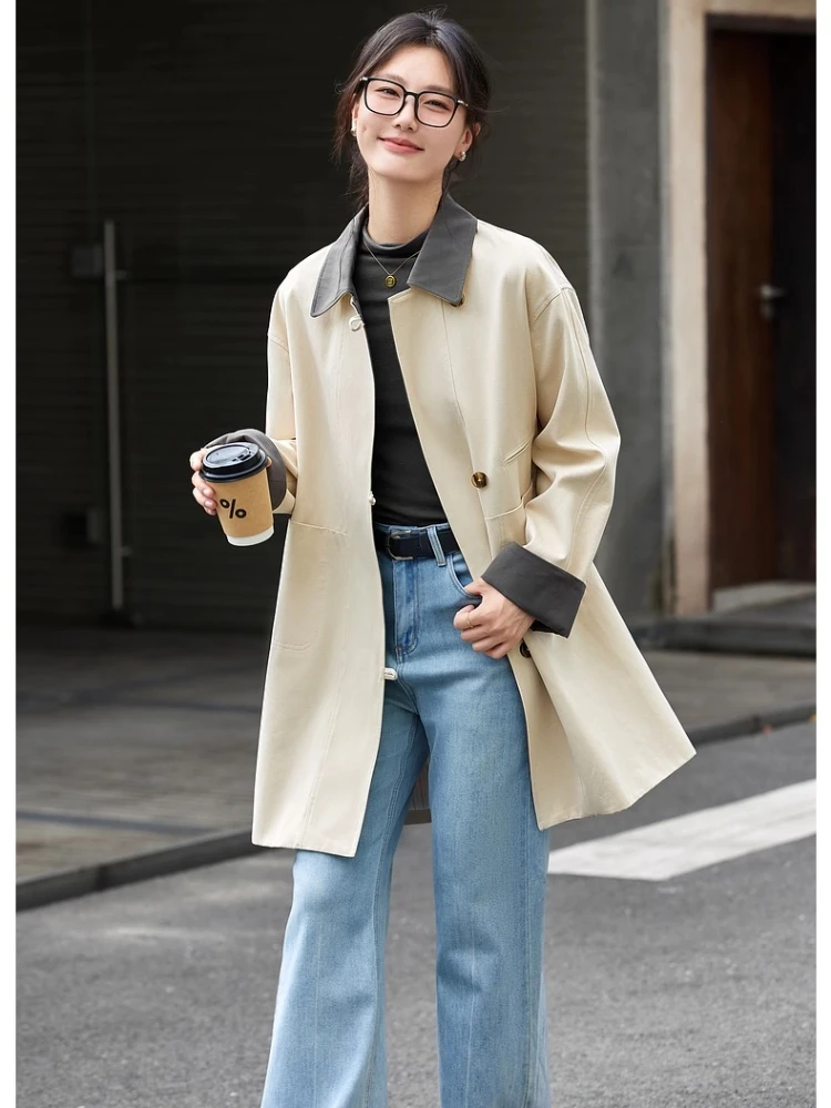 VIMLY Midi Trench Coat Woman Office Wear Contrast Color Women's Autumn Coat 2025 Turn-down Neck Long Sleeve Ladies Coats A2219
VIMLY Midi Trench Coat Woman Office Wear Contrast Color Women's Autumn Coat 2025 Turn-down Neck Long Sleeve Ladies Coats A2219