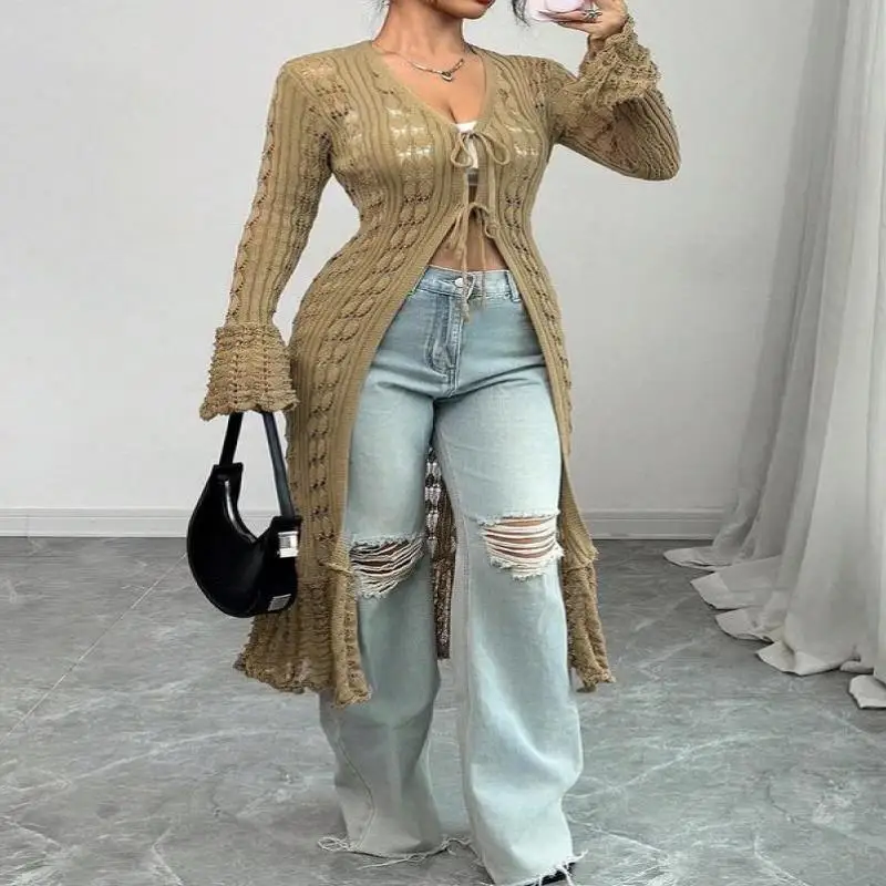 Женский длинный кардиган с открытыми рукавами, повседневный, однотонный, весенняя новинка, вязаный свитер для прогулок, внутренняя одежда C...
Женский длинный кардиган с открытыми рукавами, повседневный, однотонный, весенняя новинка, вязаный свитер для прогулок, внутренняя одежда C...