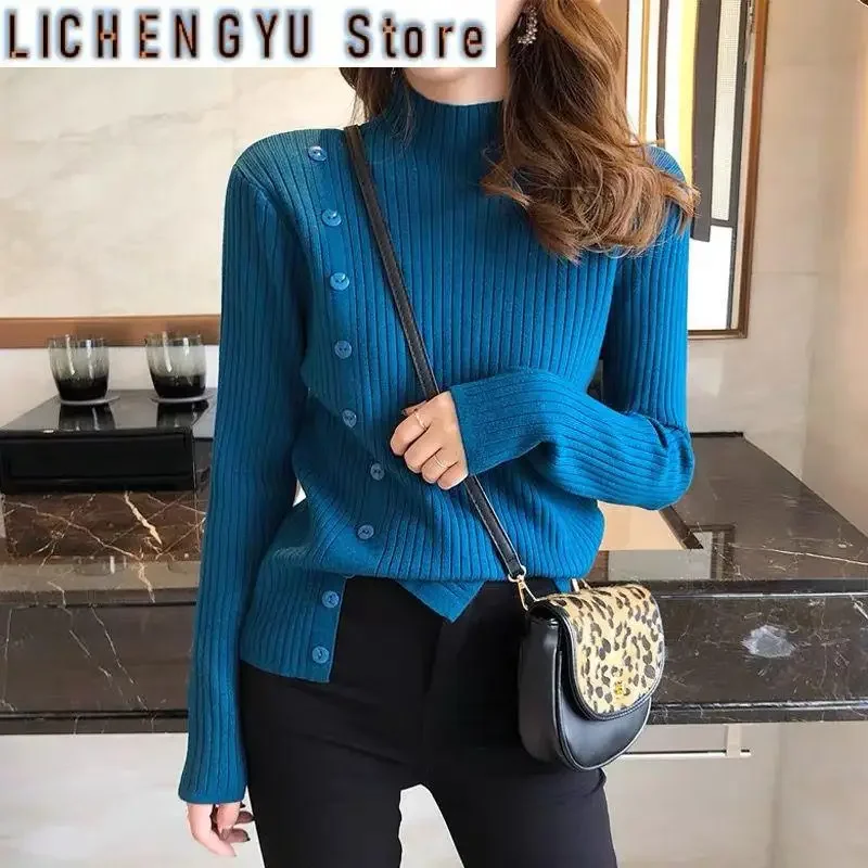 Autumn and Winter Women's Solid Half High Collar Long Sleeve Slim Knitted Pullover Underlay Single-breated Fashion Casual Tops
Autumn and Winter Women's Solid Half High Collar Long Sleeve Slim Knitted Pullover Underlay Single-breated Fashion Casual Tops