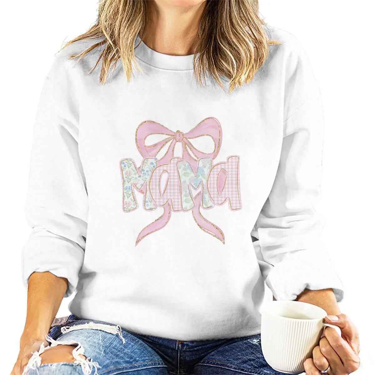 "Mama Bow" Classic Sweatshirt Pink Bow & Plaid Print Long-sleeved Shirt Mother's Day Gift Sweatshirts Floral Mama Casual Tops
"Mama Bow" Classic Sweatshirt Pink Bow & Plaid Print Long-sleeved Shirt Mother's Day Gift Sweatshirts Floral Mama Casual Tops