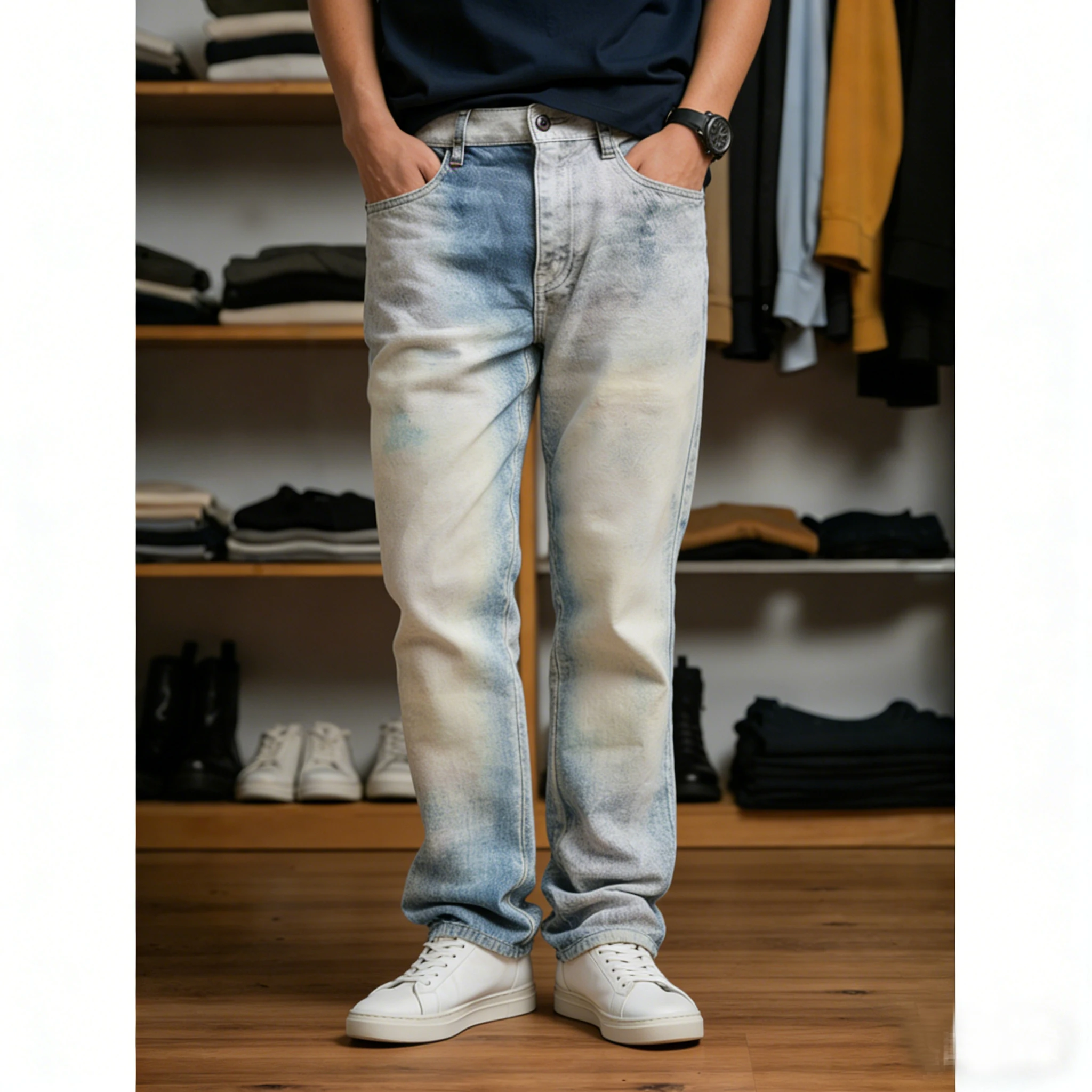 European and American style men's jeans, trendy high street gradient washed elastic straight leg pants, versatile for daily use
European and American style men's jeans, trendy high street gradient washed elastic straight leg pants, versatile for daily use