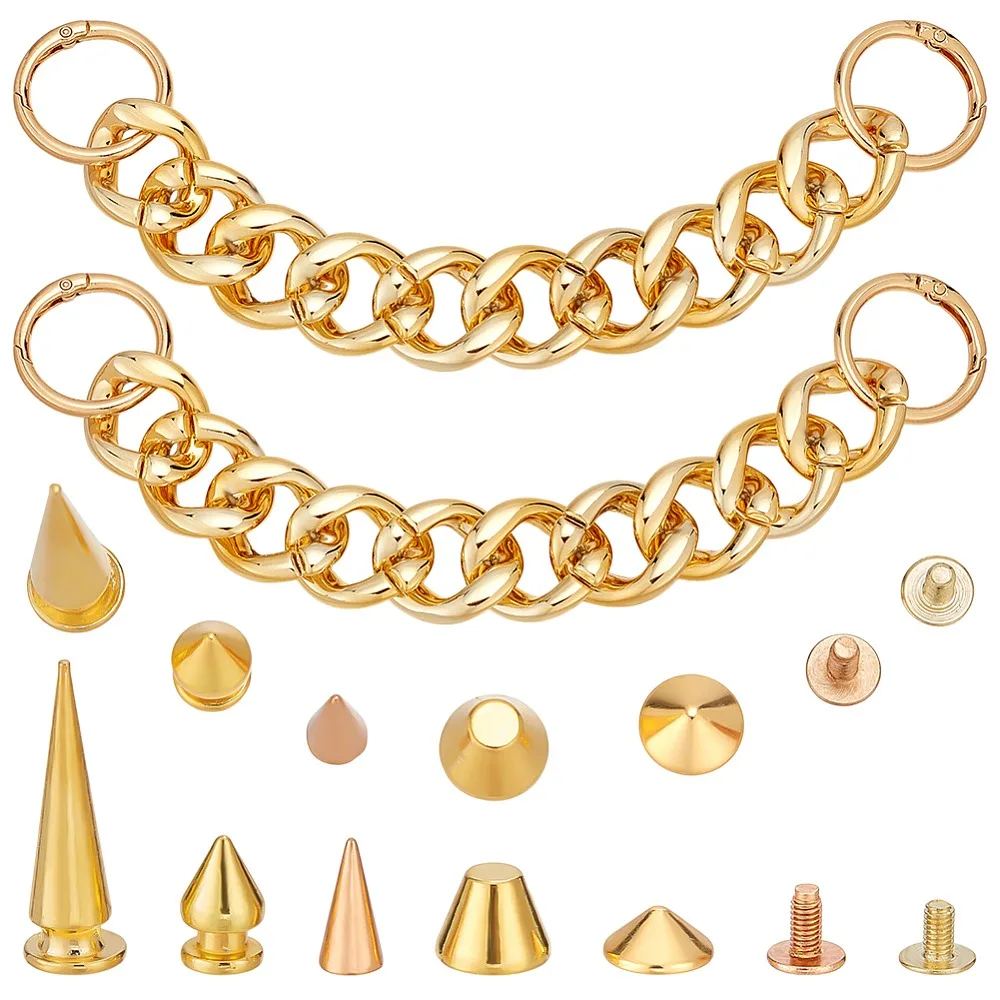 2Pcs PE Buckles with Zinc Alloy Clasps with 40 Sets Spikes Screwback Studs Golden 220mm
2Pcs PE Buckles with Zinc Alloy Clasps with 40 Sets Spikes Screwback Studs Golden 220mm