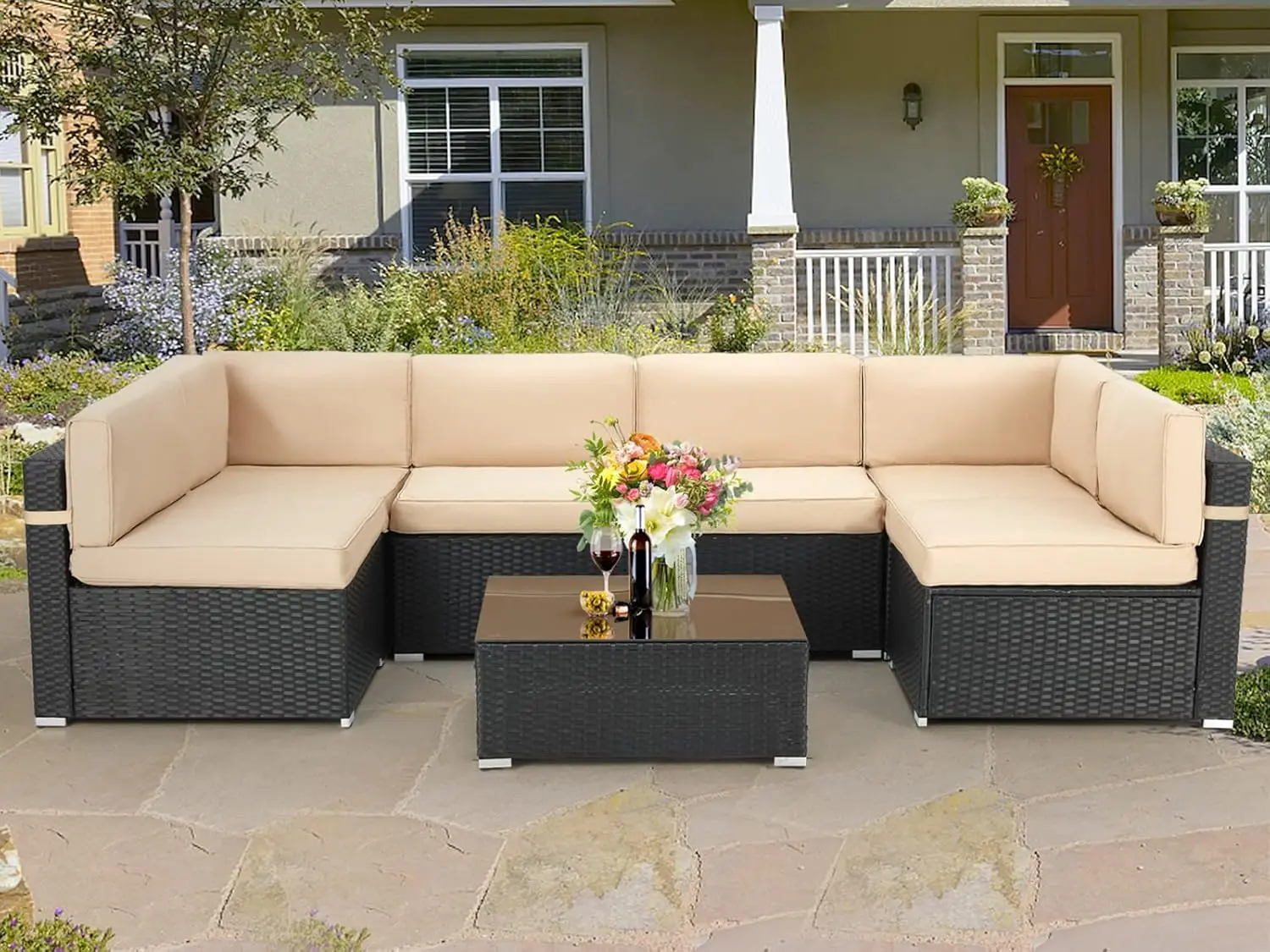 7 Piece Outdoor Patio Furniture Set, Outdoor Sectional Conversation Furniture Chair with Coffee Table,Patio Sectional for Garden
7 Piece Outdoor Patio Furniture Set, Outdoor Sectional Conversation Furniture Chair with Coffee Table,Patio Sectional for Garden