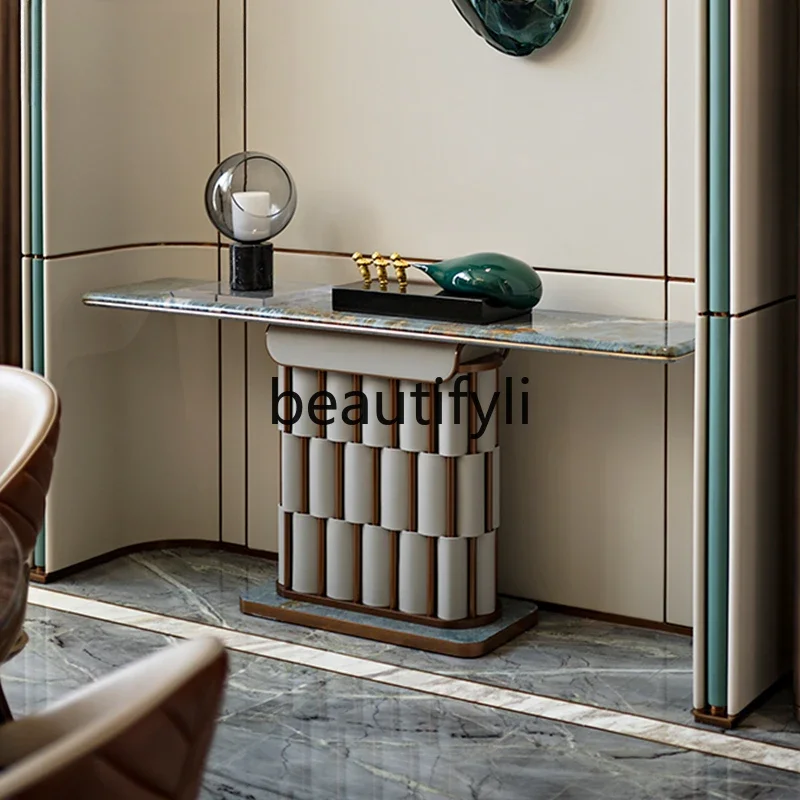 Sapphire supercrystalline stone countertop haute couture entrance table against the wall entrance end view table
Sapphire supercrystalline stone countertop haute couture entrance table against the wall entrance end view table