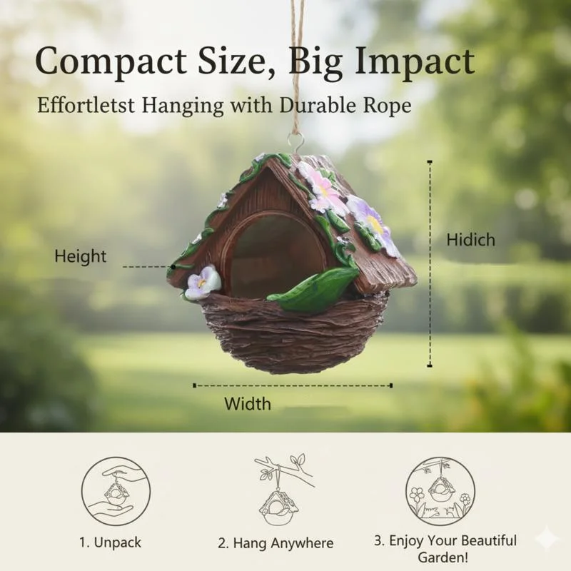 Flower Decor Imitation Wood For Outdoor Hand Painted Hanging Resin Bird House Hummingbird Feeder Garden Patio Bird Lovers Gift
Flower Decor Imitation Wood For Outdoor Hand Painted Hanging Resin Bird House Hummingbird Feeder Garden Patio Bird Lovers Gift