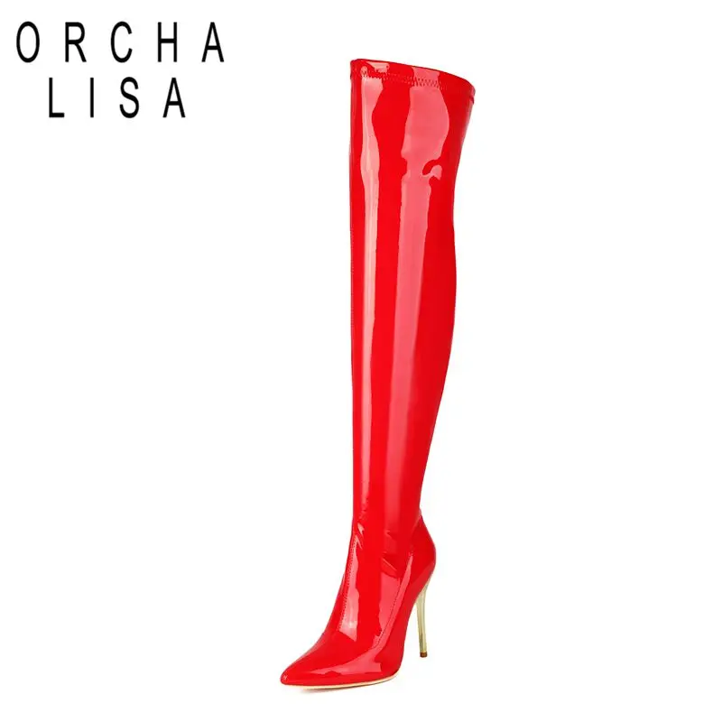 ORCHA LISA Luxury Women 55cm Over Knee High Boots Pointed Toe 11cm Stiletto Zipper Big Size 45 46 47 48 Sexy Dating Booties Red
ORCHA LISA Luxury Women 55cm Over Knee High Boots Pointed Toe 11cm Stiletto Zipper Big Size 45 46 47 48 Sexy Dating Booties Red