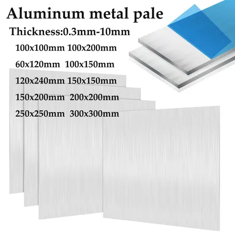 1-5pcs Thickness 0.3mm-10mm Aluminum Sheet 100x100mm/150x150mm/200x200mm Aluminum Alloy Square Plate Polished Plate Sheet