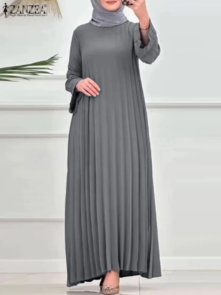 ZANZEA Islamic Woman Abaya Robes Femme Street Fashion Muslim Long Flared Sleeves Plisse Pleated Dresses Hijab O-Neck Vestidos
ZANZEA Islamic Woman Abaya Robes Femme Street Fashion Muslim Long Flared Sleeves Plisse Pleated Dresses Hijab O-Neck Vestidos