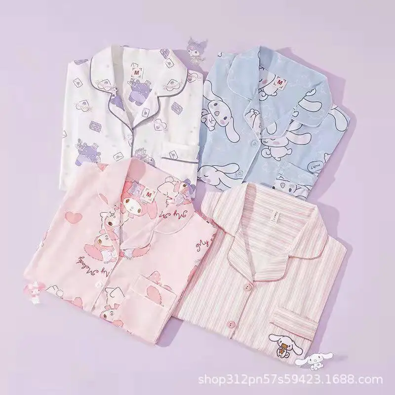Sanrio Kuromi Cinnamoroll Woman's Pajamas Set Anime Cartoon Thin Short Sleeve Fashion Loose Casual Pajamas Cute Student Homewear
Sanrio Kuromi Cinnamoroll Woman's Pajamas Set Anime Cartoon Thin Short Sleeve Fashion Loose Casual Pajamas Cute Student Homewear