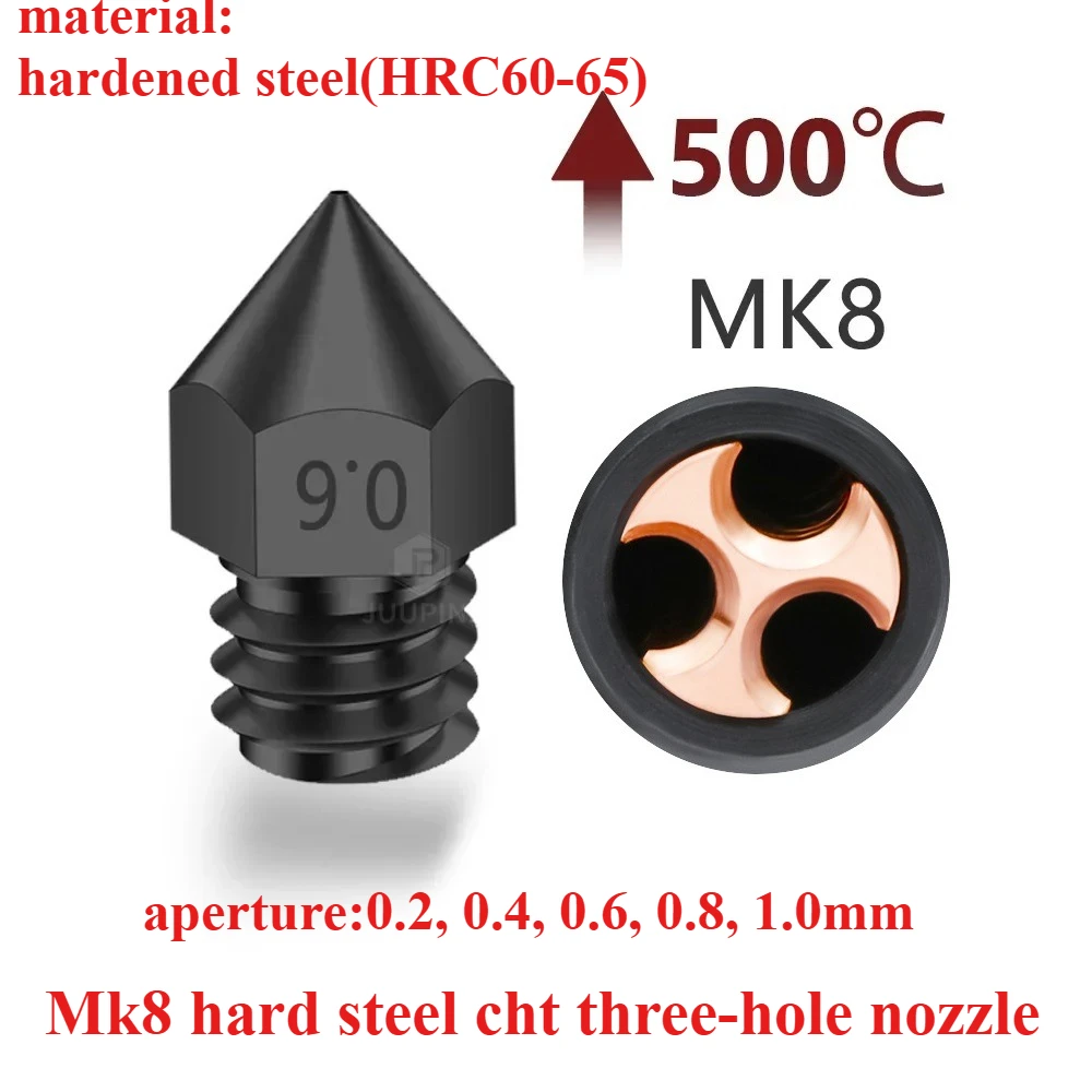 MK8 Hardened Steel three-hole CHT Nozzle Extruder Printing Head for Anet A8 A8+ Ender 3 3S Pro V2 CR10 3D Printer accessories
MK8 Hardened Steel three-hole CHT Nozzle Extruder Printing Head for Anet A8 A8+ Ender 3 3S Pro V2 CR10 3D Printer accessories