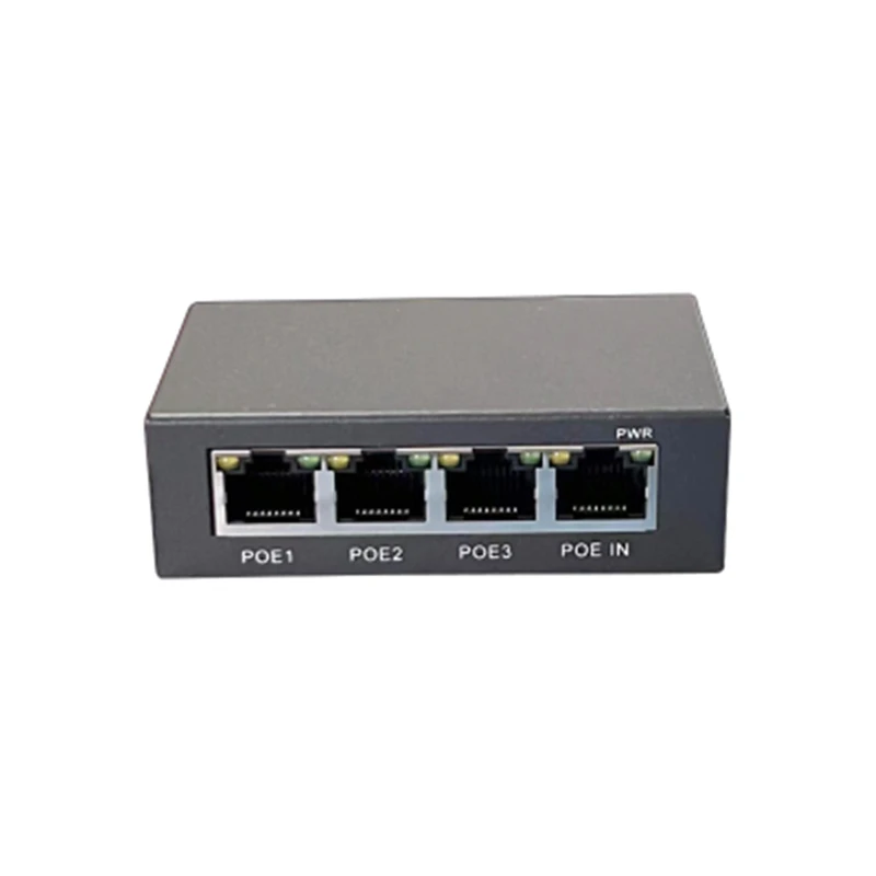 Metal case POE repeater 1 input 3 outputs POE extender 10/100 POE network extension switch
Metal case POE repeater 1 input 3 outputs POE extender 10/100 POE network extension switch