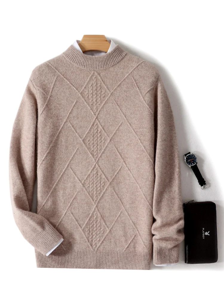 CHICUU Men Autumn Winter Thick Wool Pullover Mock Neck Cable Knitting Cashmere Sweater 100% Merino Wool Knitwear Soft Warm Cloth
CHICUU Men Autumn Winter Thick Wool Pullover Mock Neck Cable Knitting Cashmere Sweater 100% Merino Wool Knitwear Soft Warm Cloth