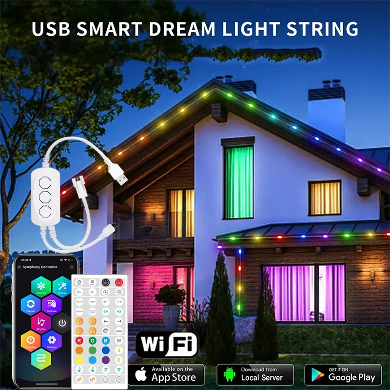LED String Light Bluetooth Wifi USB Waterproof String Lights Rgbic Holiday Decoration Fairy Lights Garden Christmas String 5V
LED String Light Bluetooth Wifi USB Waterproof String Lights Rgbic Holiday Decoration Fairy Lights Garden Christmas String 5V