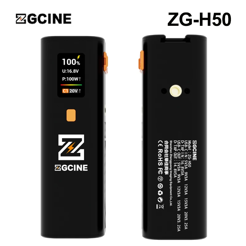 ZGCINE ZG-H50 Power Supply Handle Battery Grip 3200mAh 14.8V 100W Fast Charge,compatible w/ zhiyun x100 for Camera/Phone/Light
ZGCINE ZG-H50 Power Supply Handle Battery Grip 3200mAh 14.8V 100W Fast Charge,compatible w/ zhiyun x100 for Camera/Phone/Light