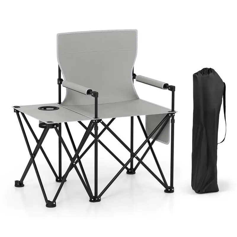 Oversized Camping Chair with Side Table and 2 Storage Pockets-Gray
Oversized Camping Chair with Side Table and 2 Storage Pockets-Gray