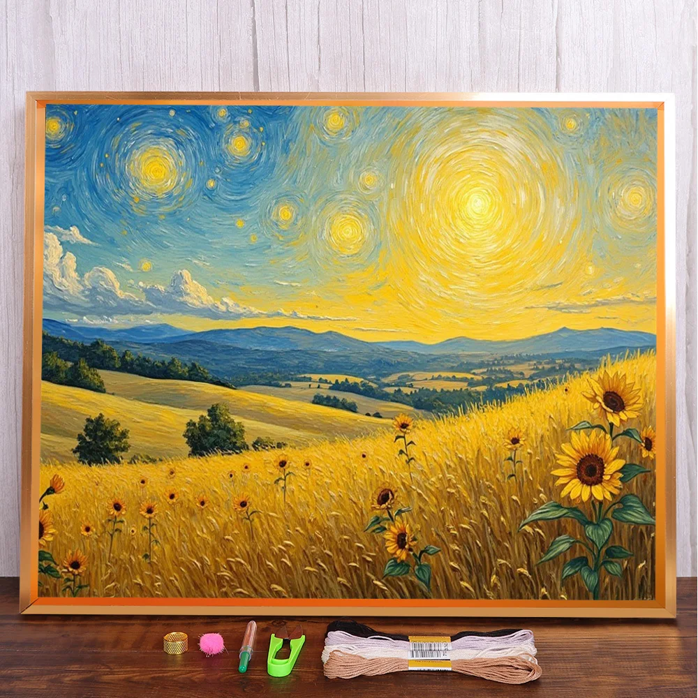 Sunflowers In Wheat Field Pre-Printed 11CT Cross-Stitch Embroidery Set Sewing Hobby Needlework Knitting Different Stamped Magic
Sunflowers In Wheat Field Pre-Printed 11CT Cross-Stitch Embroidery Set Sewing Hobby Needlework Knitting Different Stamped Magic
