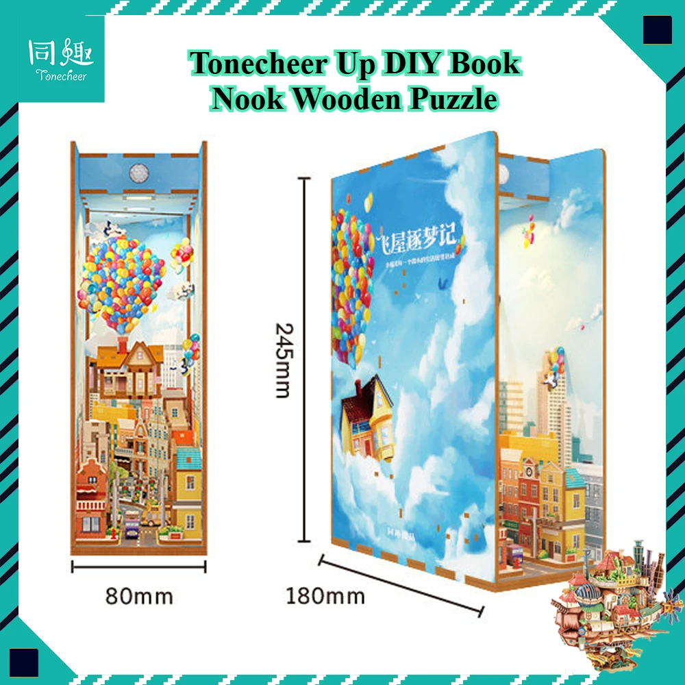 Tonecheer Up DIY Book Nook Wooden Puzzle Bookend Diorama Model Kit 3D Dollhouse Decoration Toys Friends Birthday Surprise Gift
Tonecheer Up DIY Book Nook Wooden Puzzle Bookend Diorama Model Kit 3D Dollhouse Decoration Toys Friends Birthday Surprise Gift