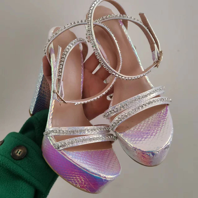 Summer Bling Crystal Strap Peep Toe Chunky High Heel Sandals Intrigue Python Ankle Strap Dance Stage Sandalias Shoes Woman
Summer Bling Crystal Strap Peep Toe Chunky High Heel Sandals Intrigue Python Ankle Strap Dance Stage Sandalias Shoes Woman