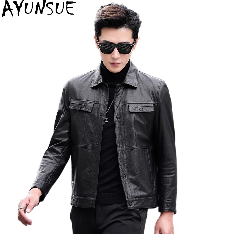 AYUNSUE Top Layer Cowhide Men Leather Jacket Lapel Motorcycle Suit Short 100% Real Cow Leather Jackets Man Fashion Leather Coat
AYUNSUE Top Layer Cowhide Men Leather Jacket Lapel Motorcycle Suit Short 100% Real Cow Leather Jackets Man Fashion Leather Coat