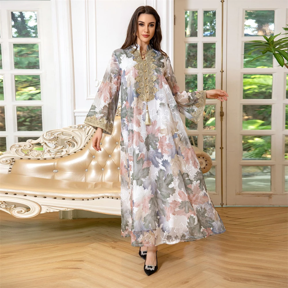Muslim Printed Big Swing Party Dress for Women Long Sleeve Casual Turkey Embroidery Sequins Elegant Robes Islamic Clothing
Muslim Printed Big Swing Party Dress for Women Long Sleeve Casual Turkey Embroidery Sequins Elegant Robes Islamic Clothing