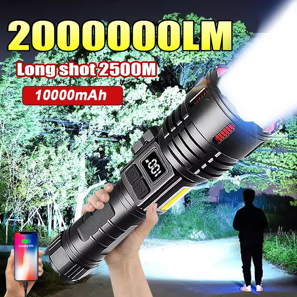 200000lm Most Powerful Flashlight Emergency Tactical Torch Ultra Bright Rechageable Led Flashlights Waterproof Camping Light
200000lm Most Powerful Flashlight Emergency Tactical Torch Ultra Bright Rechageable Led Flashlights Waterproof Camping Light