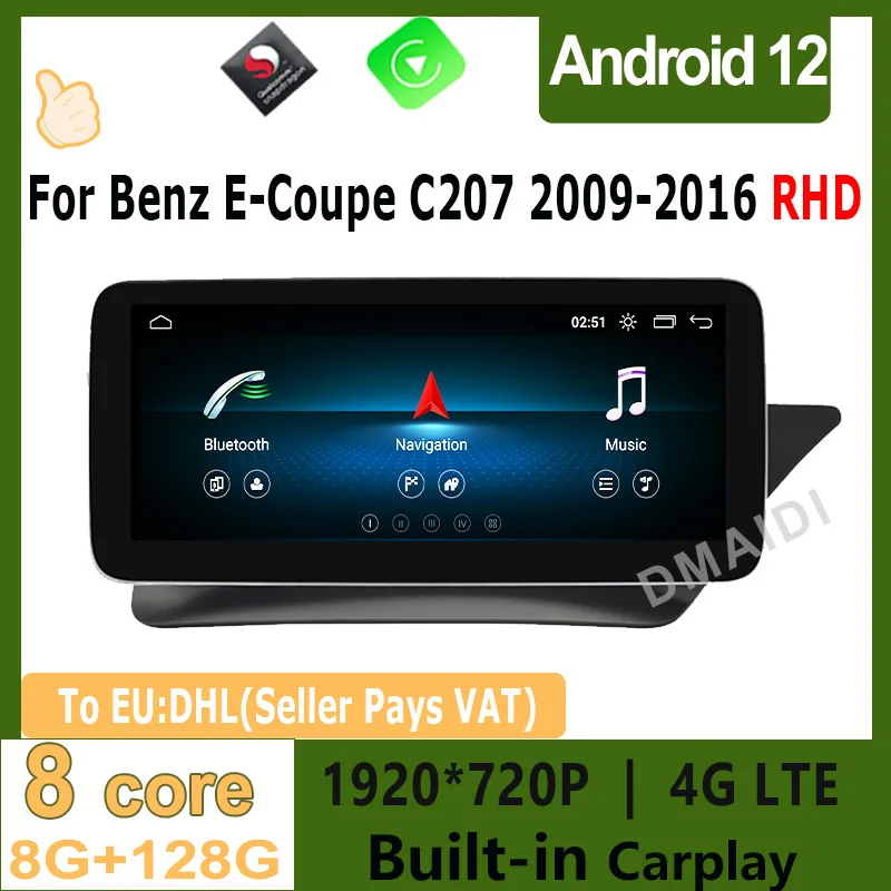 Android 12 GPS Navigation Carplay Auto For Benz E-Class Two Door Coupe C207 W207 A207 RHD Car Multimedia Video Player Screen
Android 12 GPS Navigation Carplay Auto For Benz E-Class Two Door Coupe C207 W207 A207 RHD Car Multimedia Video Player Screen