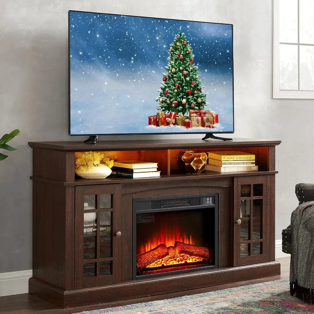 58" Farmhouse TV Stand with 23" Electric Fireplace Heater, Rustic Entertainment Center for TVs up to 65", Multi-Storage Cabinets
58" Farmhouse TV Stand with 23" Electric Fireplace Heater, Rustic Entertainment Center for TVs up to 65", Multi-Storage Cabinets
