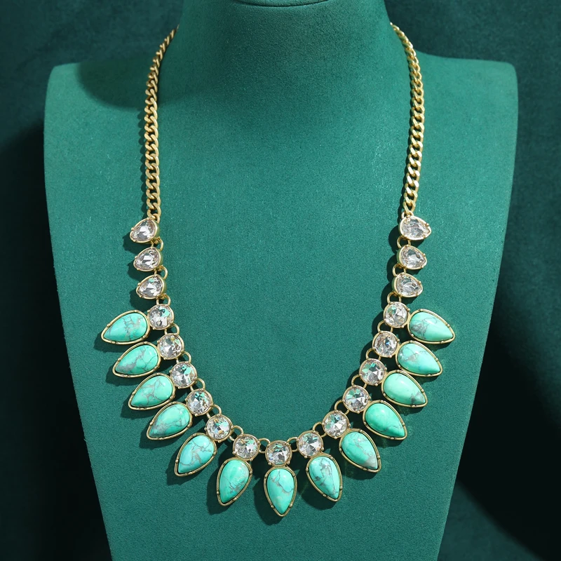 Vintage Turquoise Necklace Natural Stone Gold Color Choker Women Charms Luxury Rhinestone Inlay Elegant Design 2026 New Jewelry
Vintage Turquoise Necklace Natural Stone Gold Color Choker Women Charms Luxury Rhinestone Inlay Elegant Design 2026 New Jewelry