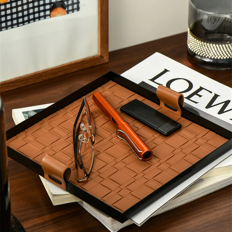 Nordic Light Luxury Storage Tray Woven Leather Wrought Iron Tray Home Decoration Ornaments Livingroom Coffeetable Storage Tray
Nordic Light Luxury Storage Tray Woven Leather Wrought Iron Tray Home Decoration Ornaments Livingroom Coffeetable Storage Tray