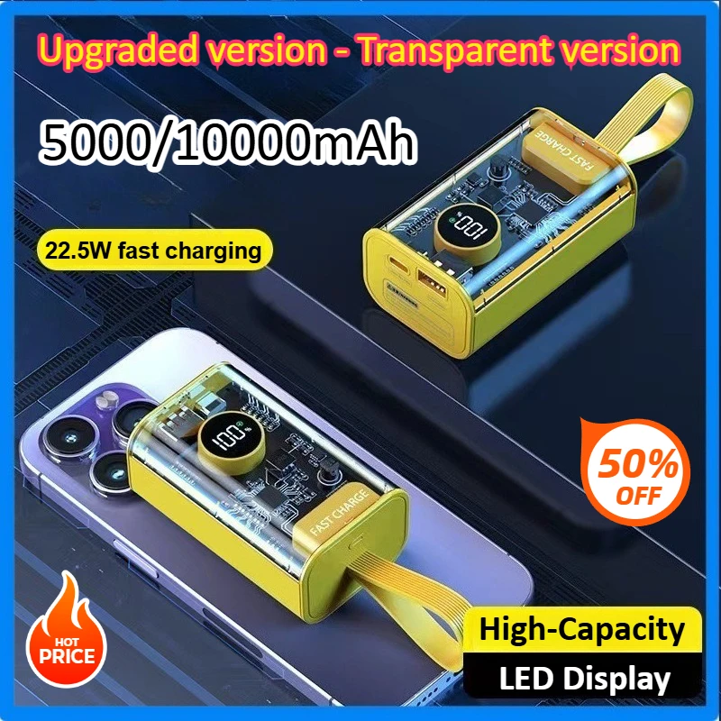 10000mAh Portable Power Bank Fast Charging for Apple Samsung Huawei Mobile Phone USB/Type-C Transparent External LED Screens
10000mAh Portable Power Bank Fast Charging for Apple Samsung Huawei Mobile Phone USB/Type-C Transparent External LED Screens