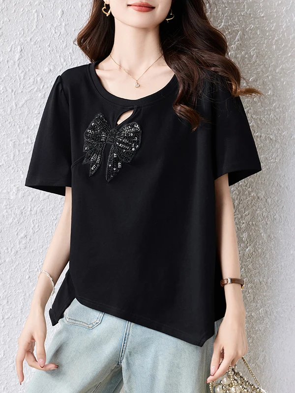Slimming Effect Large Size Faionable T-irt Women's Summer New Sle Casual Loose Fit ort Sve round Ne Top
Slimming Effect Large Size Faionable T-irt Women's Summer New Sle Casual Loose Fit ort Sve round Ne Top