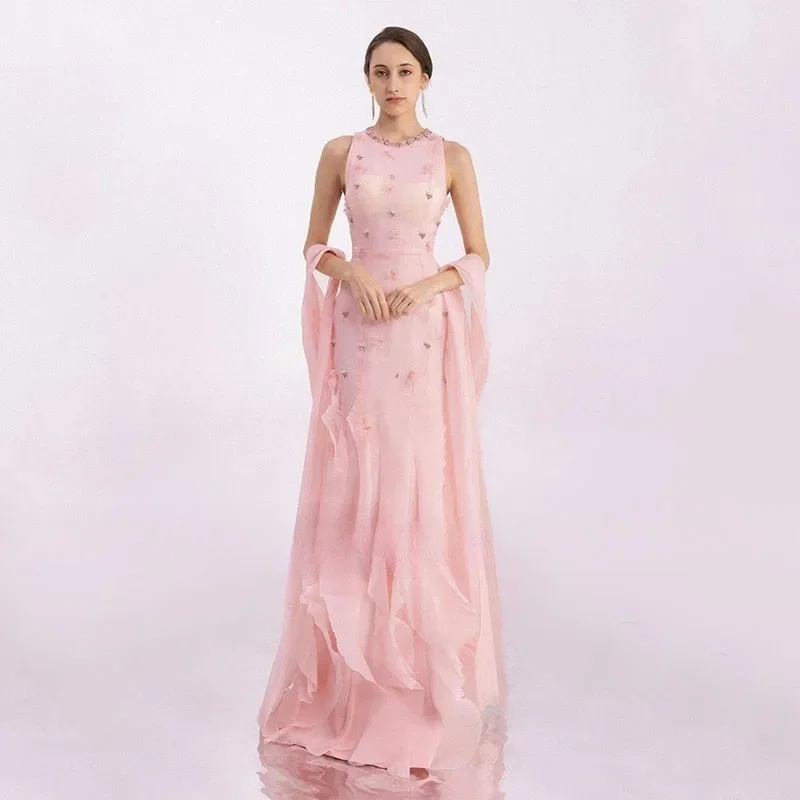 Customized High Quality Chiffon A-Line Crystal Sequined Ruffles Ribbons Evening Dress luxury 2025 Sleeveless prom dresses
Customized High Quality Chiffon A-Line Crystal Sequined Ruffles Ribbons Evening Dress luxury 2025 Sleeveless prom dresses
