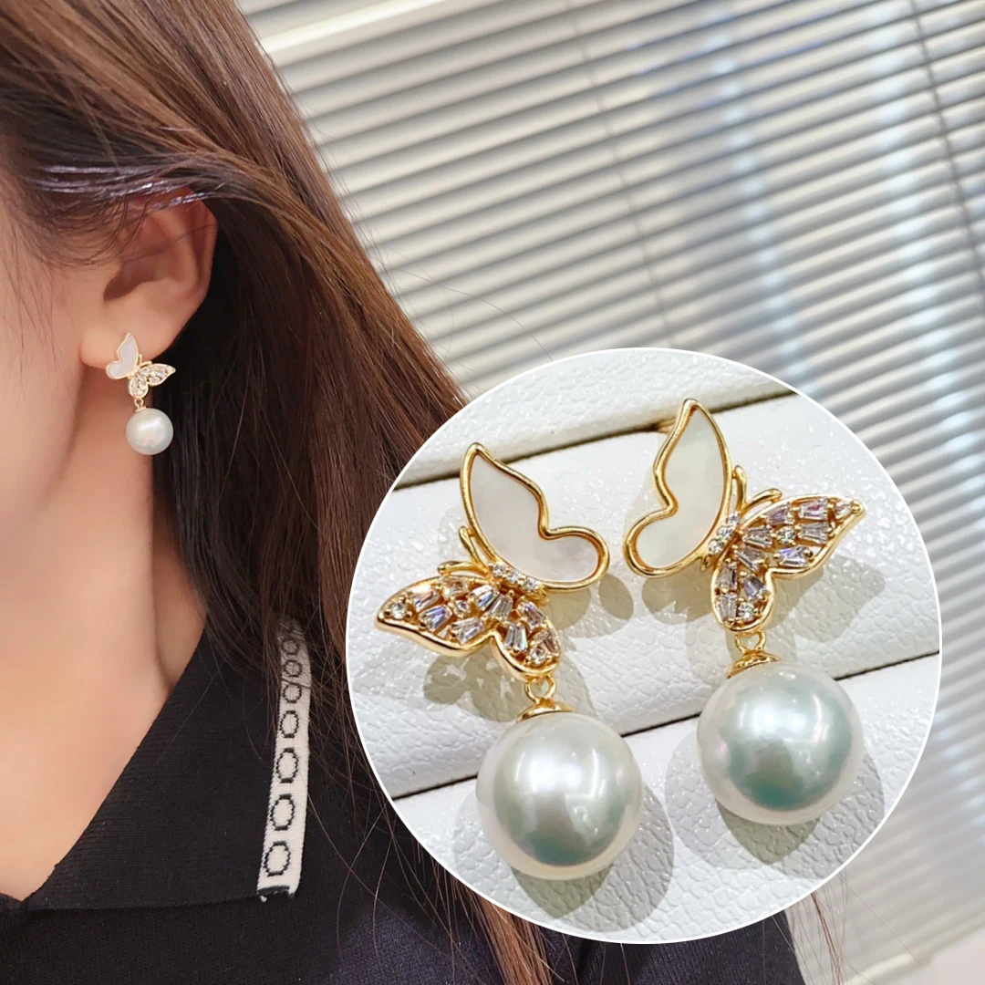 MeiBaPJ 10mm Natural Nearround Pearls Butterfly Shell Drop Earrings DIY 925 Silver Empty Tray Fine Wedding Jewelry for Women
MeiBaPJ 10mm Natural Nearround Pearls Butterfly Shell Drop Earrings DIY 925 Silver Empty Tray Fine Wedding Jewelry for Women