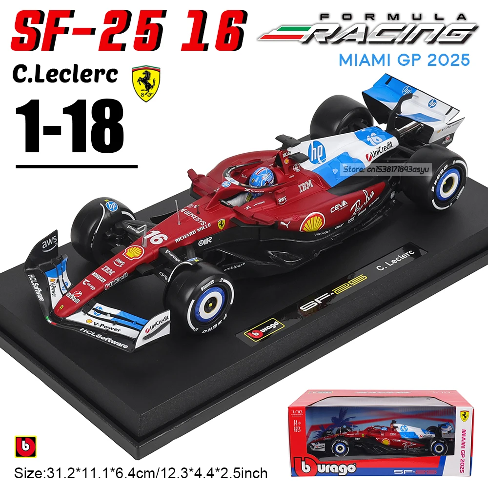 Bburago 1:18 2025 F1 Ferrari Miami SF25 #16 Charles Leclerc #44 Lewis Hamilton simulation car model alloy toy collection
Bburago 1:18 2025 F1 Ferrari Miami SF25 #16 Charles Leclerc #44 Lewis Hamilton simulation car model alloy toy collection