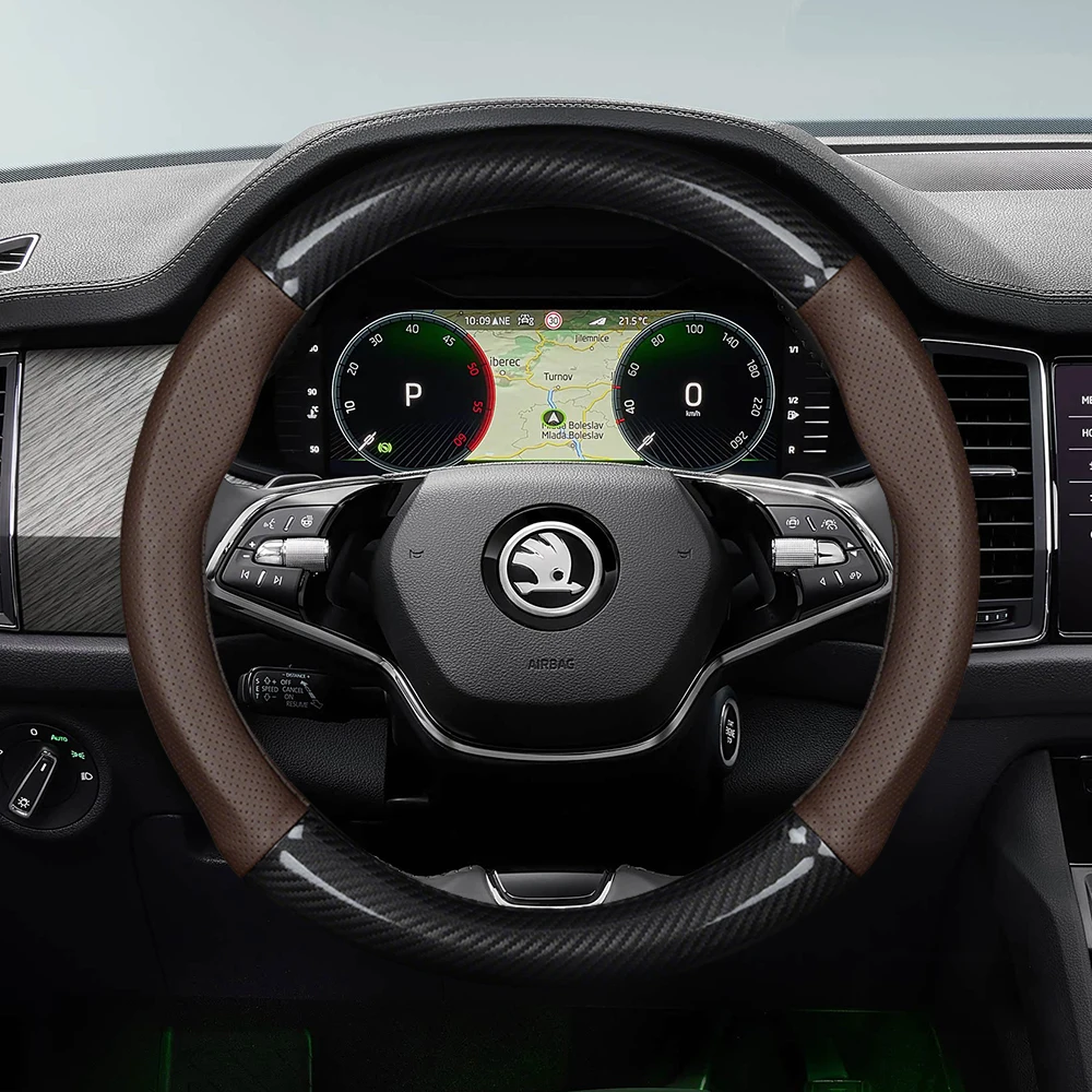 Car Steering Wheel Cover for Skoda Octavia Fabia Superb Karoq Kodiaq Kamiq Rapid Scale Carbon Fiber Leather Auto Accessories
Car Steering Wheel Cover for Skoda Octavia Fabia Superb Karoq Kodiaq Kamiq Rapid Scale Carbon Fiber Leather Auto Accessories