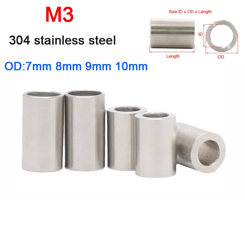 M3 OD 7/8/9/10mm Steel Sleeve 304 Stainless Steel Bushing Washer Round Hollow Unthreaded Sleeve Standoff Spacer Gasket
M3 OD 7/8/9/10mm Steel Sleeve 304 Stainless Steel Bushing Washer Round Hollow Unthreaded Sleeve Standoff Spacer Gasket
