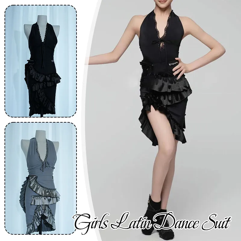 Latin Dance Dress Girls Neck Hanging Samba National Standard Modern DanceWear Sexy Dress Ruffles Skirt Performance Costume
Latin Dance Dress Girls Neck Hanging Samba National Standard Modern DanceWear Sexy Dress Ruffles Skirt Performance Costume