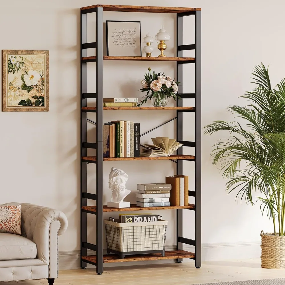 31.5in Wide Shelf 6 Tier Bookcase, for Bedroom, 110lbs/shelf Vintage Industrial Style Bookshelves
31.5in Wide Shelf 6 Tier Bookcase, for Bedroom, 110lbs/shelf Vintage Industrial Style Bookshelves