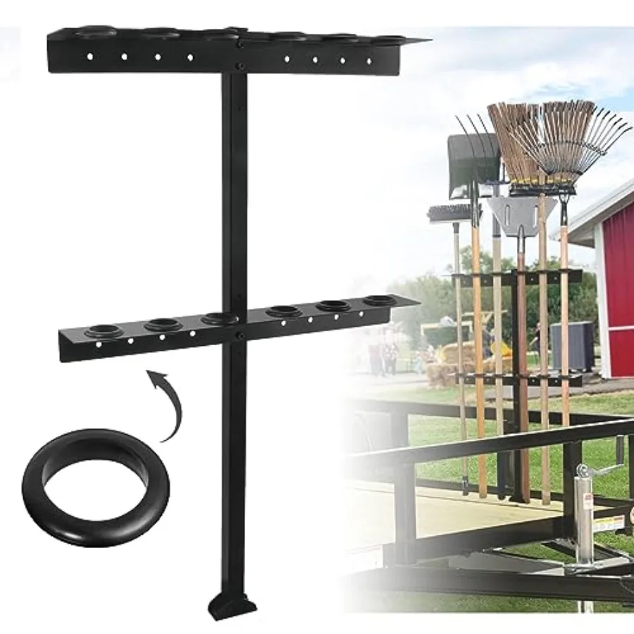 Trailer Tool Rack Shovel Holder - Shovel Rack for Trailer with 6 Tool Holes with Rubber Grommets
Trailer Tool Rack Shovel Holder - Shovel Rack for Trailer with 6 Tool Holes with Rubber Grommets
