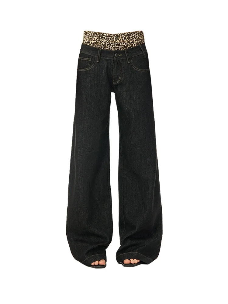 American New Trend Patchwork Leopard Wide Leg Pants Summer New Design Fake Two Pieces Jeans Women High Waist Slim Denim Trousers
American New Trend Patchwork Leopard Wide Leg Pants Summer New Design Fake Two Pieces Jeans Women High Waist Slim Denim Trousers