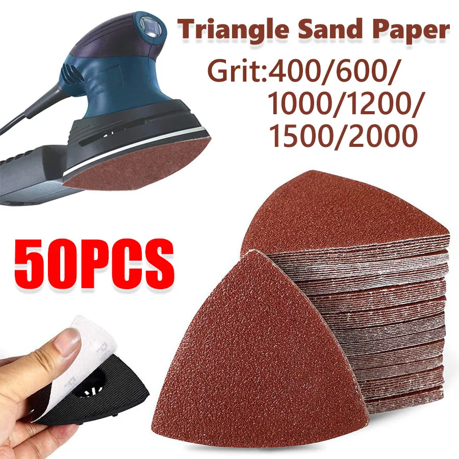50pcs Triangular 80mm Oscillating Multi Tool Sand Pad With Hook and Loop Sandpaper Sheet 400-2000 Grits For Burr Grinding
50pcs Triangular 80mm Oscillating Multi Tool Sand Pad With Hook and Loop Sandpaper Sheet 400-2000 Grits For Burr Grinding