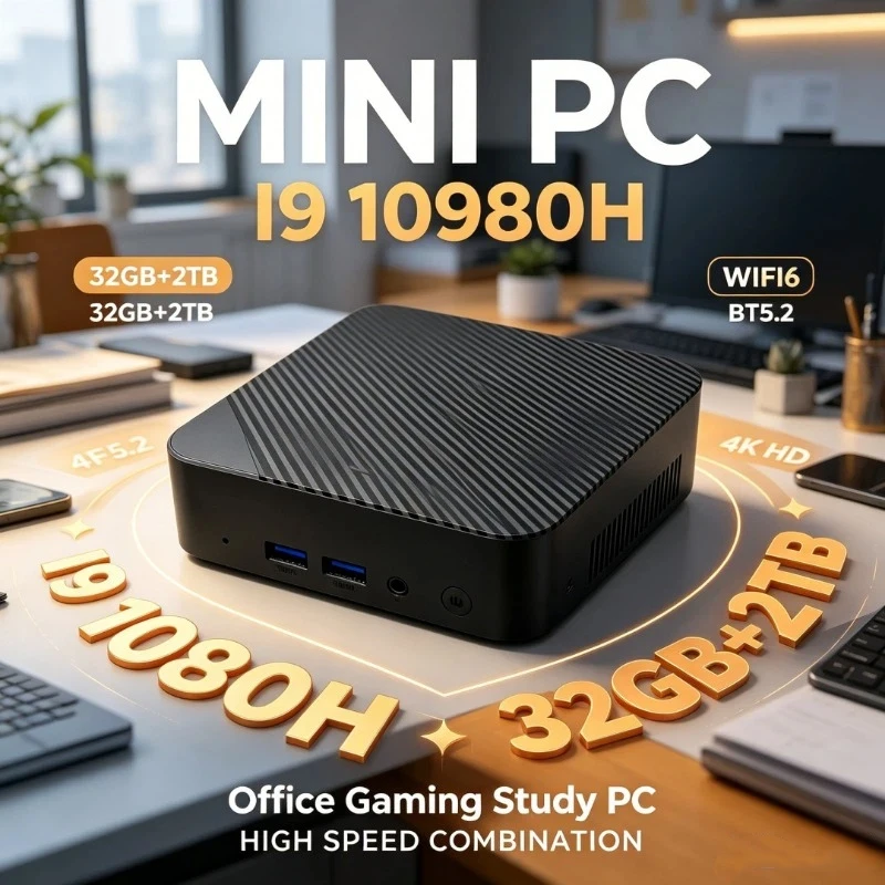 Core I9-10980HK Mini PC – 32GB RAM + 2TB SSD, WiFi6, BT5.2, 4K HD, Portable Desktop Computer for Office, Gaming & Study
Core I9-10980HK Mini PC – 32GB RAM + 2TB SSD, WiFi6, BT5.2, 4K HD, Portable Desktop Computer for Office, Gaming & Study