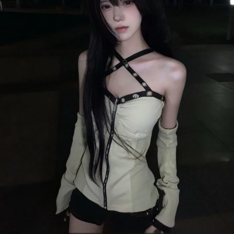 Deeptown Sexy Strapless Zipper Women Tank Tops Cross Strap Off Shoulder Y2k 2000s Style Slim Camis Harajuku Gyaru Streetwear
Deeptown Sexy Strapless Zipper Women Tank Tops Cross Strap Off Shoulder Y2k 2000s Style Slim Camis Harajuku Gyaru Streetwear