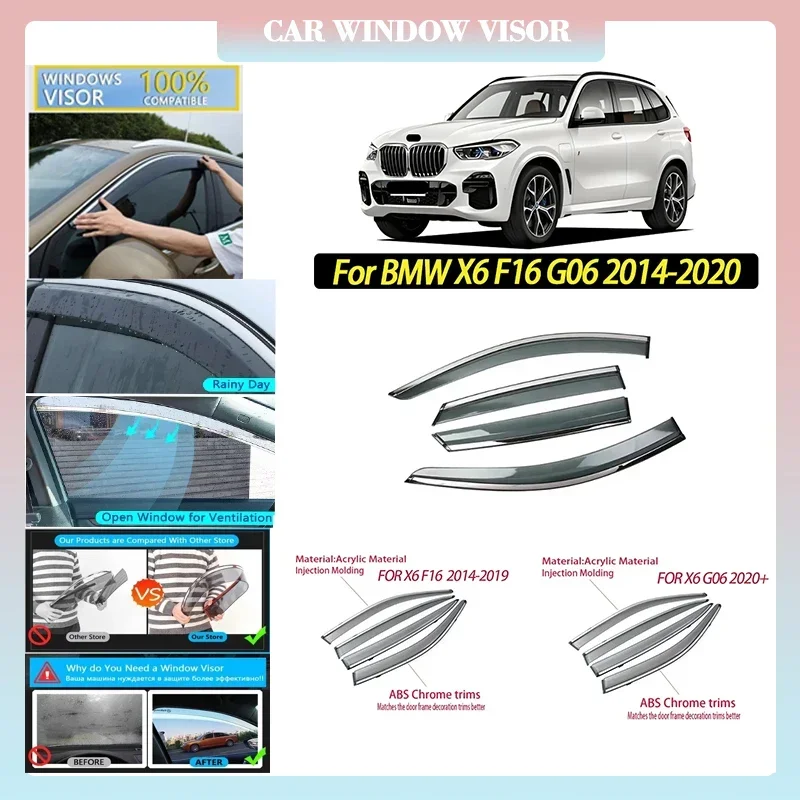 Car Window Visor for BMW X6 E71 F16 G06 2014-2019 2020-IN Deflector Window Rain Guard Weathershield Sun Rain Guard Auto Parts
Car Window Visor for BMW X6 E71 F16 G06 2014-2019 2020-IN Deflector Window Rain Guard Weathershield Sun Rain Guard Auto Parts