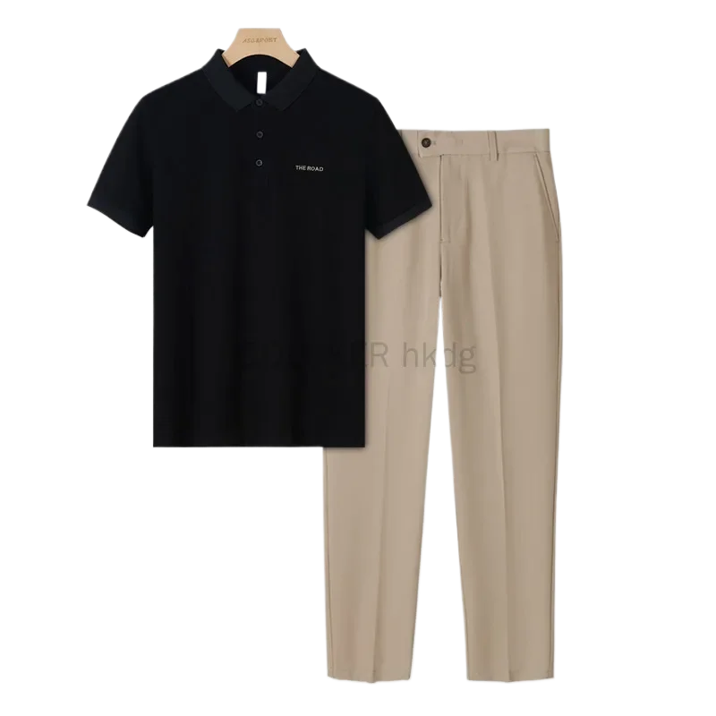 2026 Summer New Fashion Men's Casual Wear Set for Daily Use Black Polo T Shirt Beige Pants Two Piece Set Polo Sets
2026 Summer New Fashion Men's Casual Wear Set for Daily Use Black Polo T Shirt Beige Pants Two Piece Set Polo Sets