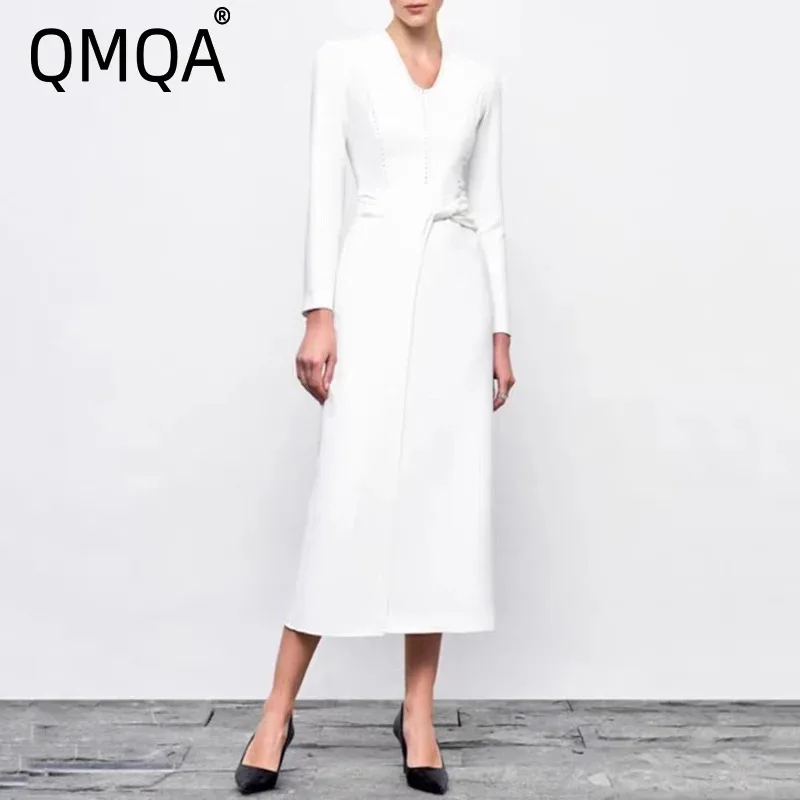 QMQA Fashion Women's Elegant Dress Bright Line V-neck Long Sleeve High Waist Bandage Slimming Dresses Designer Clothing QM280
QMQA Fashion Women's Elegant Dress Bright Line V-neck Long Sleeve High Waist Bandage Slimming Dresses Designer Clothing QM280