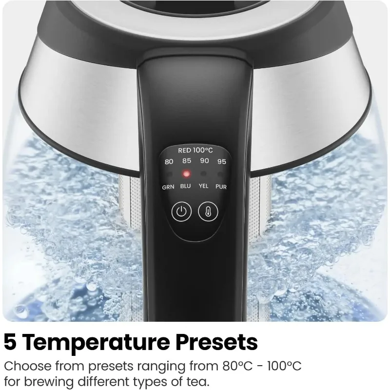 Removable Tea Infuser Electric Kettle with Temperature Control, 5 Presets LED Indicator Lights,
Removable Tea Infuser Electric Kettle with Temperature Control, 5 Presets LED Indicator Lights,