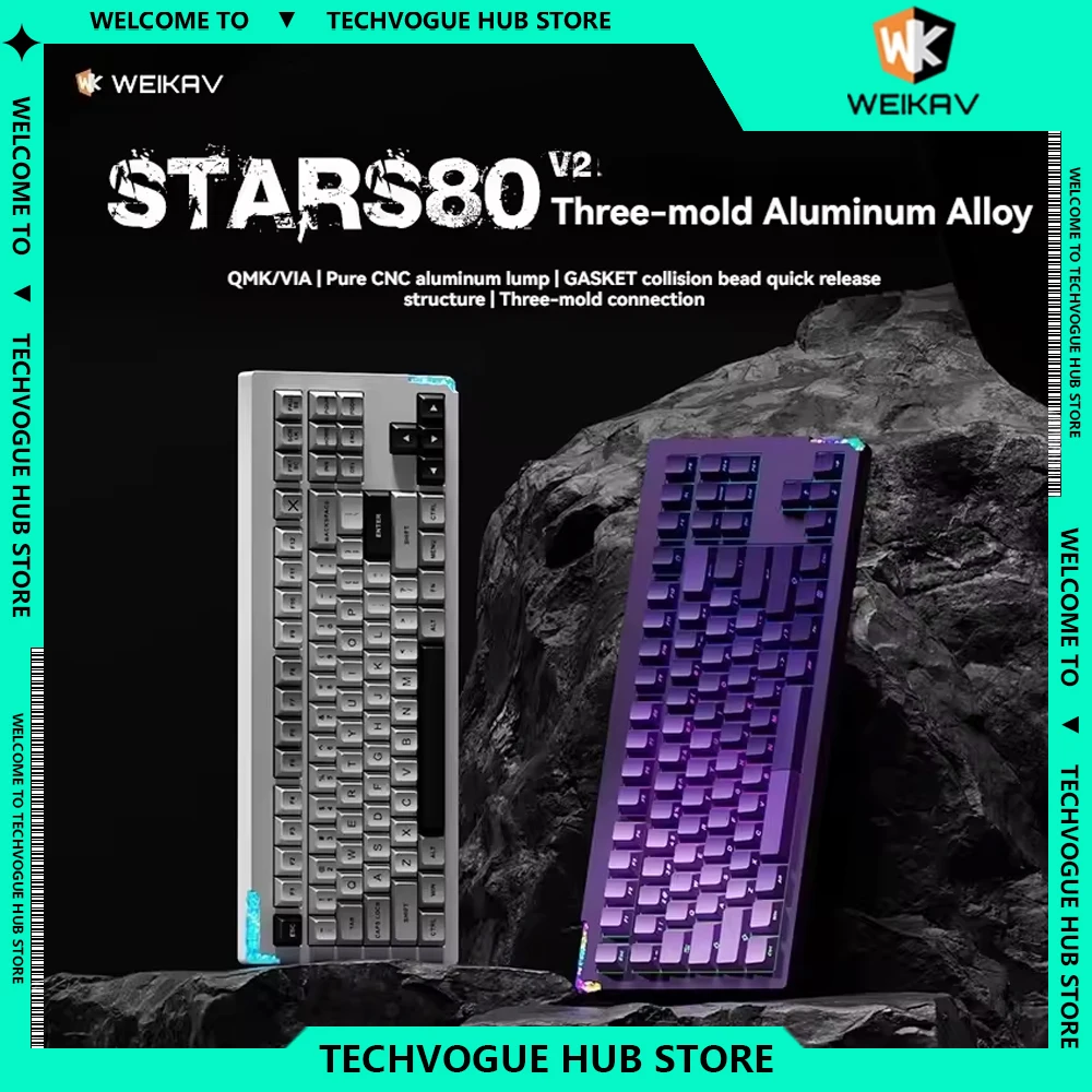 New Weikav Stars80 V2 3Mode Aluminum Alloy QMK VIA Kit CNC Mechanical Wireless Keyboard Desktop Esports Keyboards Gamer Gifts
New Weikav Stars80 V2 3Mode Aluminum Alloy QMK VIA Kit CNC Mechanical Wireless Keyboard Desktop Esports Keyboards Gamer Gifts