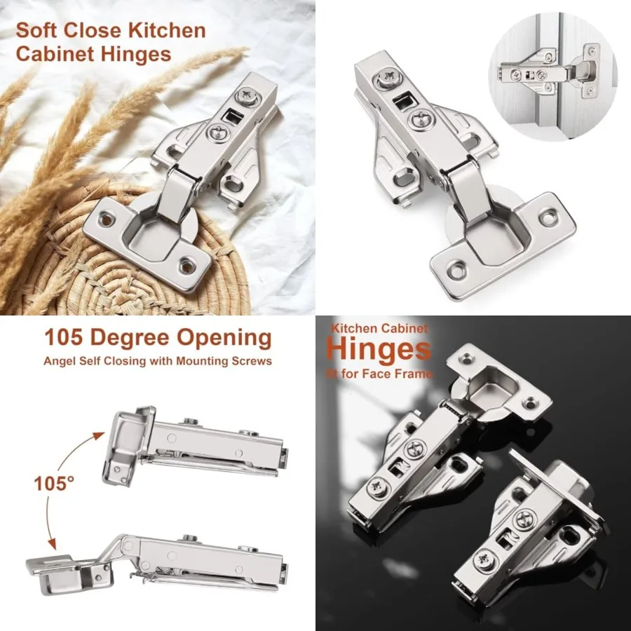 0 Pack Soft Close Kitchen Cabinet Door Hinges fit for Face Frame Cabinet, 105 Degree Opening Angel Self Closing with Mounting S
0 Pack Soft Close Kitchen Cabinet Door Hinges fit for Face Frame Cabinet, 105 Degree Opening Angel Self Closing with Mounting S